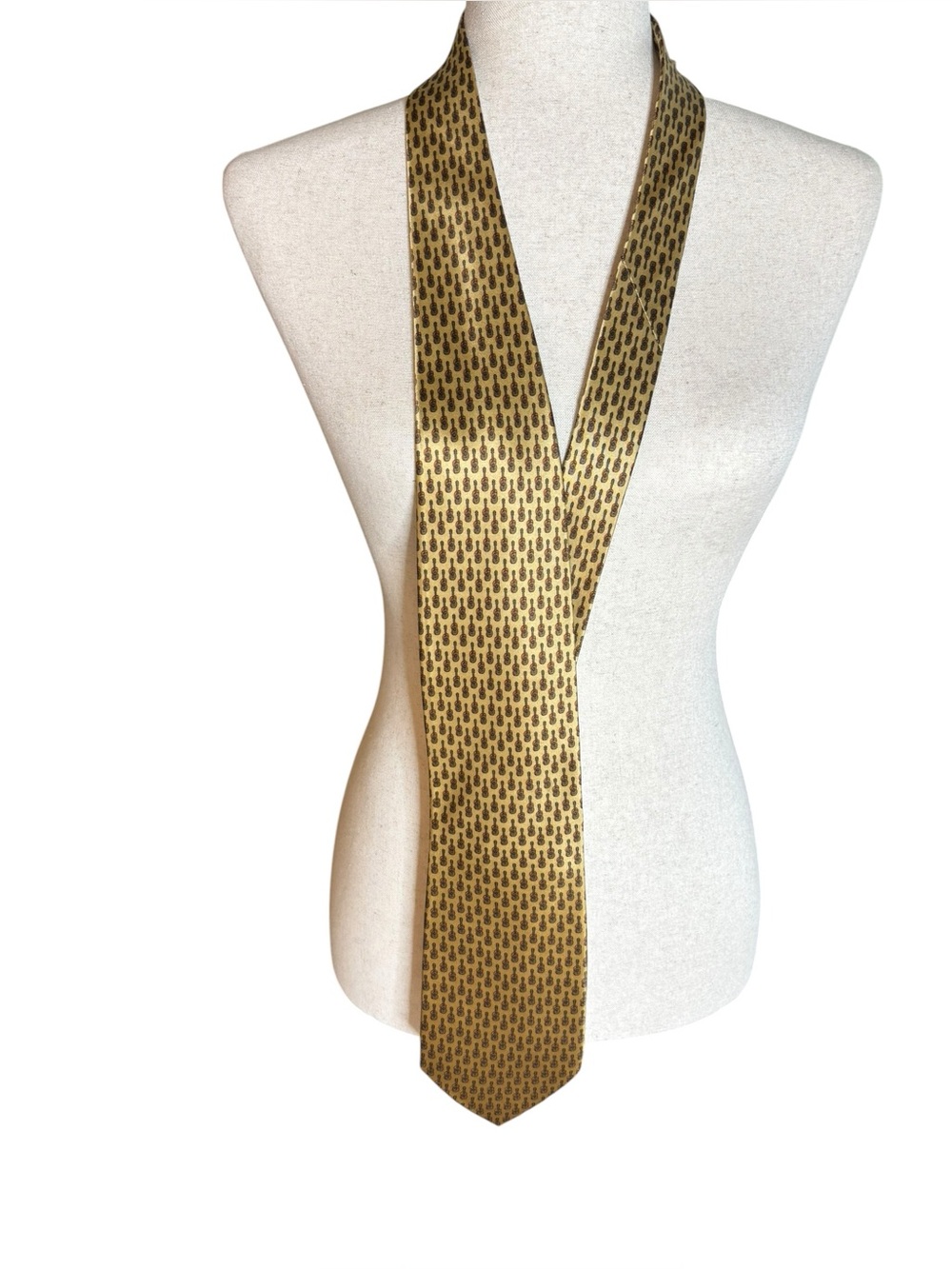 Jerry Garcia Race Record Dream Silk Tie Gold Guitar Print Collection 42 Musician
